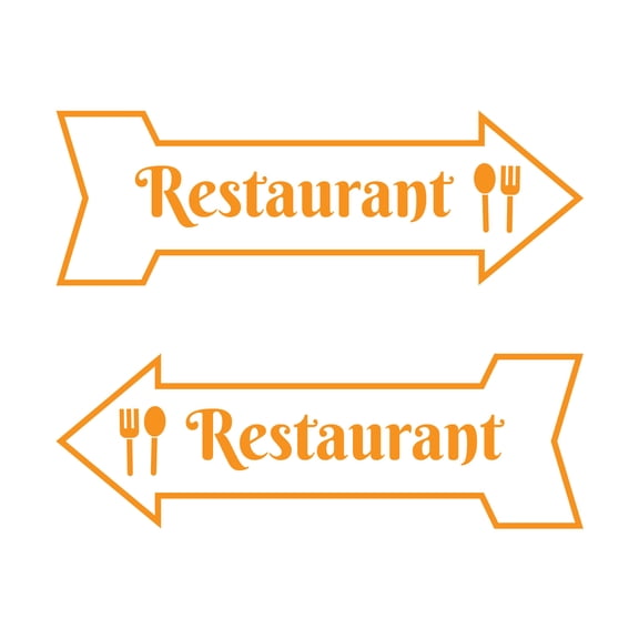 Arrow Shape Restaurant Left & Right 12x4" Wall or Door Sign | Public Shop Signage