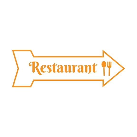 Arrow Shape Restaurant Right 12x4" Wall or Door Sign | Public Shop Signage