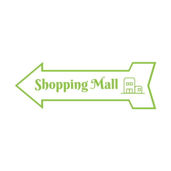 Arrow Shape Shopping Mall Left 12x4" Wall or Door Sign | Public Shop Signage