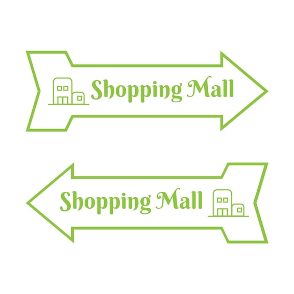 Arrow Shape Shopping Mall Left & Right 12x4" Wall or Door Sign | Public Shop Signage