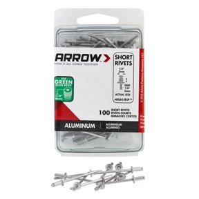 Arrow Short Aluminum 1/8" Rivets Industrial Pack - 100 Count, 1/8" Grip Range