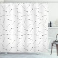 thumbnail image 1 of Arrow Shower Curtain, Randomly Scattered Doodle on a Plain Background Tools for Hunting, Fabric Bathroom Set with Hooks, 69W X 70L Inches, Dark Grey and White, by Ambesonne, 1 of 2