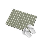 Arrow Soft Diatomaceous Earth Mat, Abstract Rustic Western Tribal Geometric Arrow Sage Green Absorbent Bath Mat Non Slip Rubber Backed Quick Dry Doormat Fit Under Door for Bathroom Kitchen 18"x30"