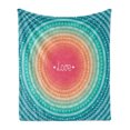 thumbnail image 1 of Arrow Soft Flannel Fleece Throw Blanket, Geometric Round Line Border with Eastern Motifs Infinite Love Art Print, Cozy Plush for Indoor and Outdoor Use, 60" x 80", Multicolor, by Ambesonne, 1 of 5