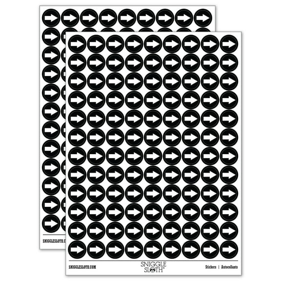 Arrow Solid 200+ Round Stickers - Black - Gloss Finish - 0.50" Size