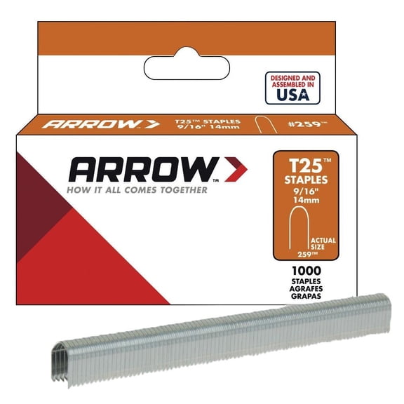 Arrow Staples Rnd Crwn 1/4 ", 9/16" 1000 / Peg Pack - Pack of 5
