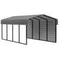 thumbnail image 1 of Arrow 10 x 20 x 7 ft Charcoal Steel Carport With 1 Side Wall Kit, 1 of 17