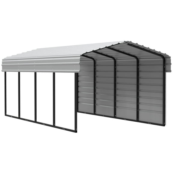 Arrow 10 x 20 x 7 ft Eggshell Carport With 1 Side Wall Kit