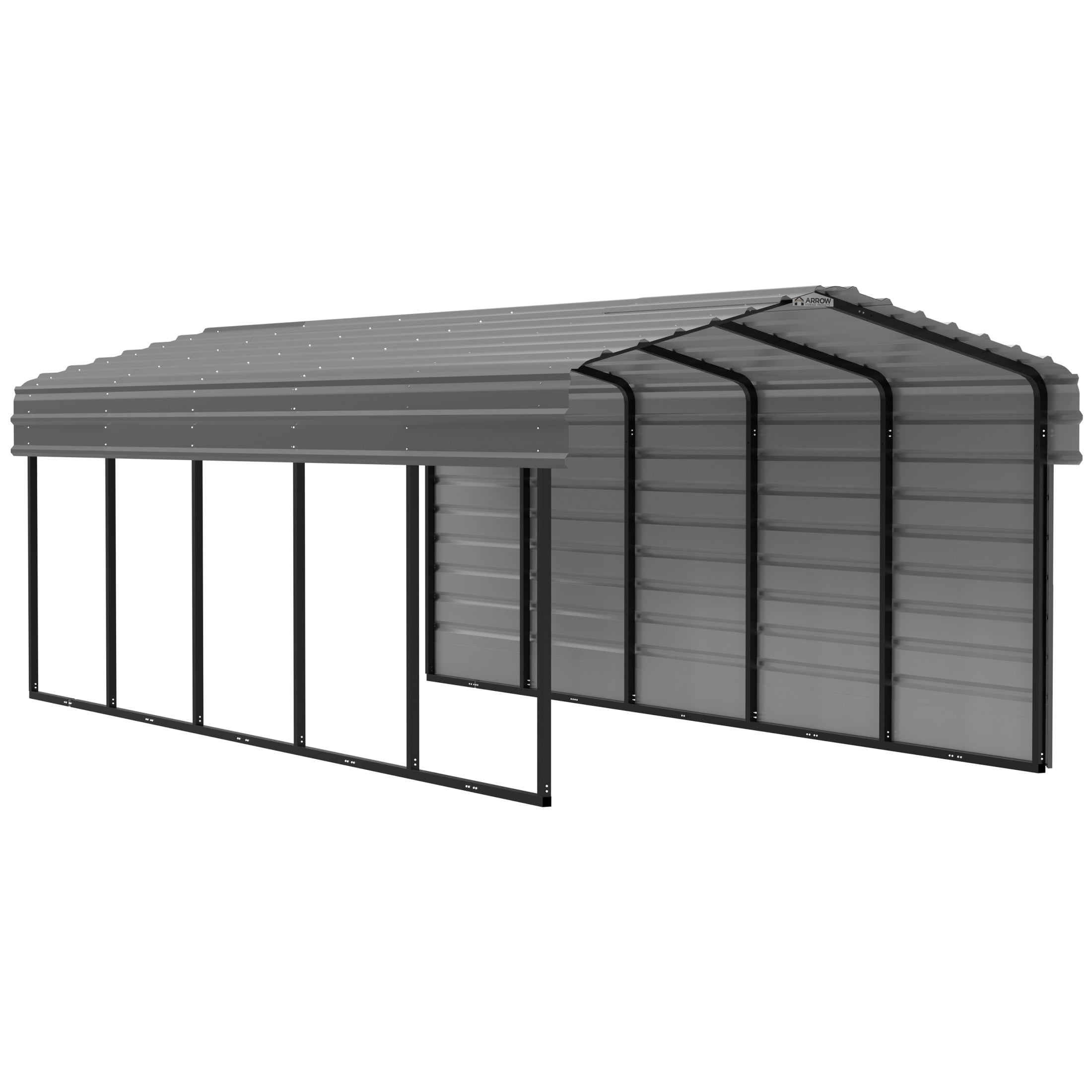 Arrow 10 x 24 x 7 ft Charcoal Carport With 1 Side Wall Kit