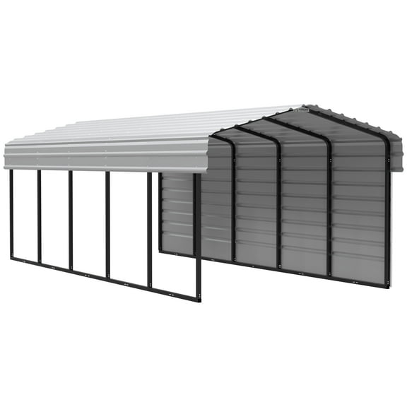 Arrow 10 x 24 x 7 ft Eggshell Carport With 1 Side Wall Kit