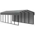thumbnail image 1 of Arrow 10 x 29 x 7 ft Charcoal Carport With 1 Side Wall Kit, 1 of 16