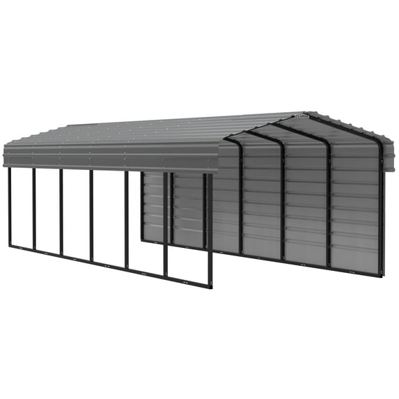 Arrow 10 x 29 x 7 ft Charcoal Carport With 1 Side Wall Kit