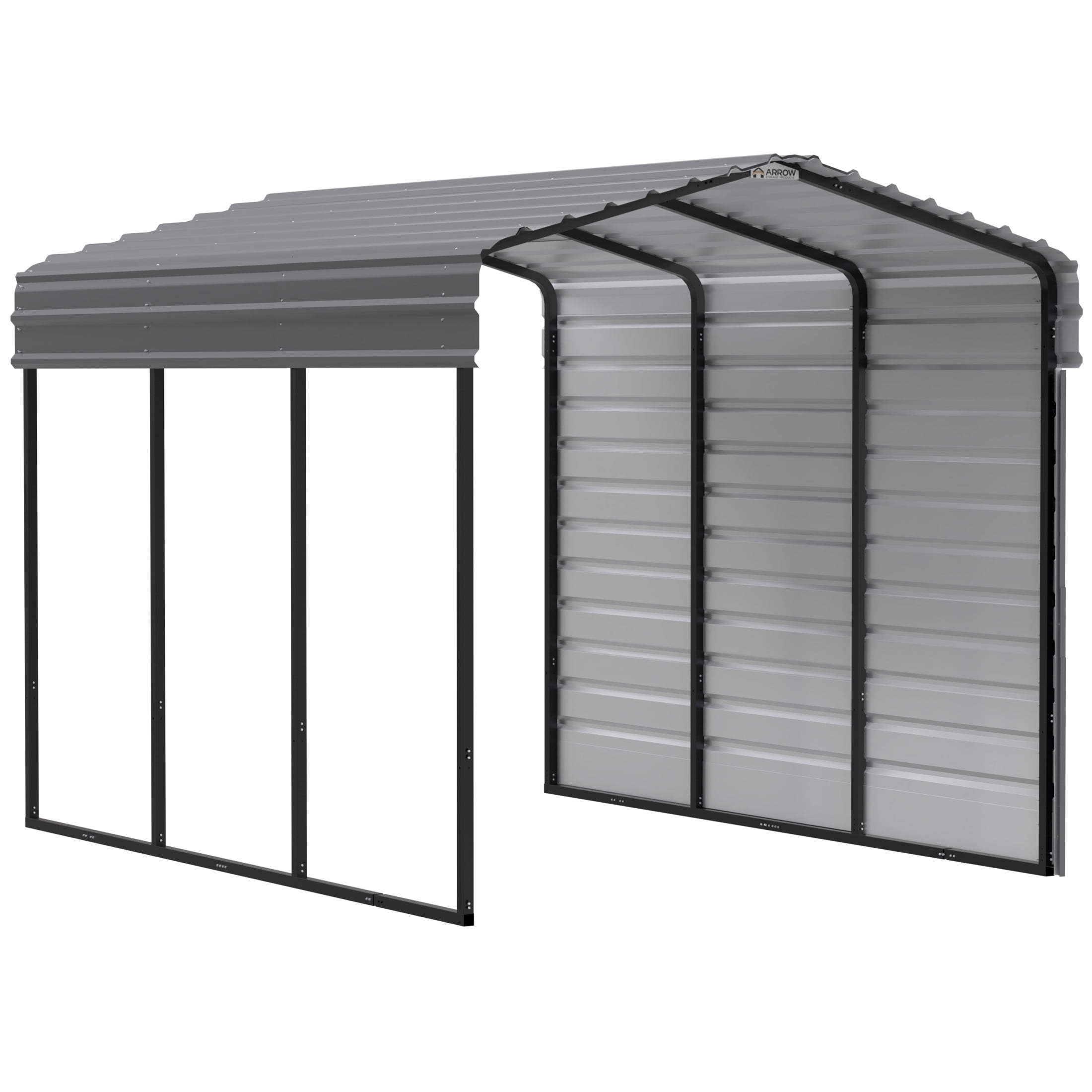 Arrow 10 x 15 x 9 ft Charcoal Carport With 1 Side Wall Kit