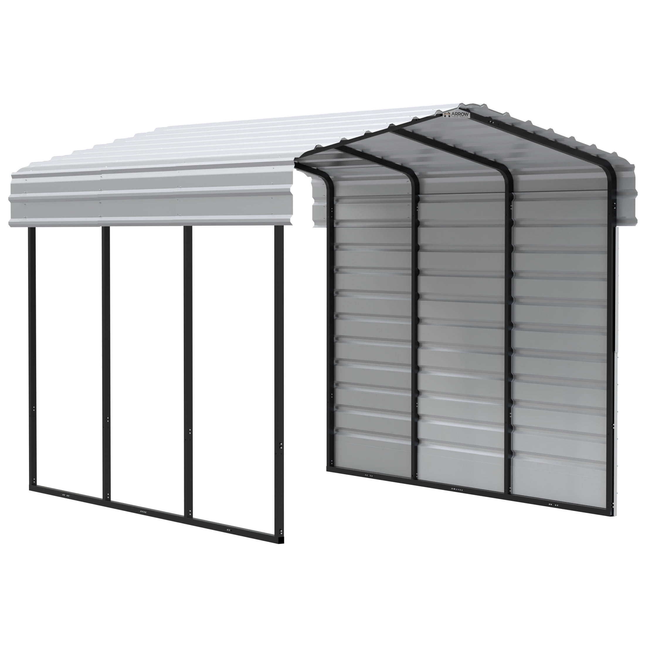 Eggshell 10' x 15' Steel Carport Kit with Enclosure