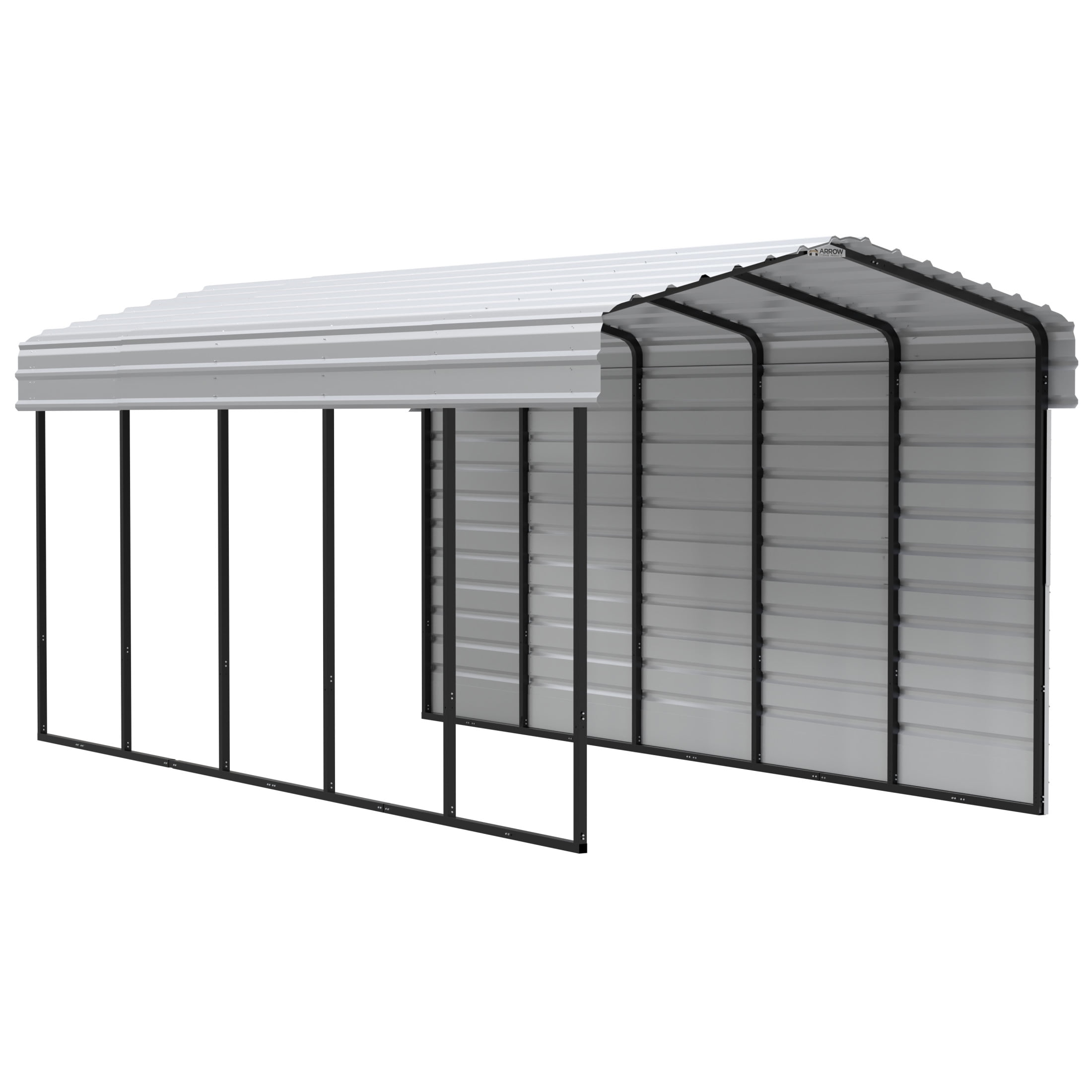 Arrow 10 x 24 x 9 ft Eggshell Carport With 1 Side Wall Kit