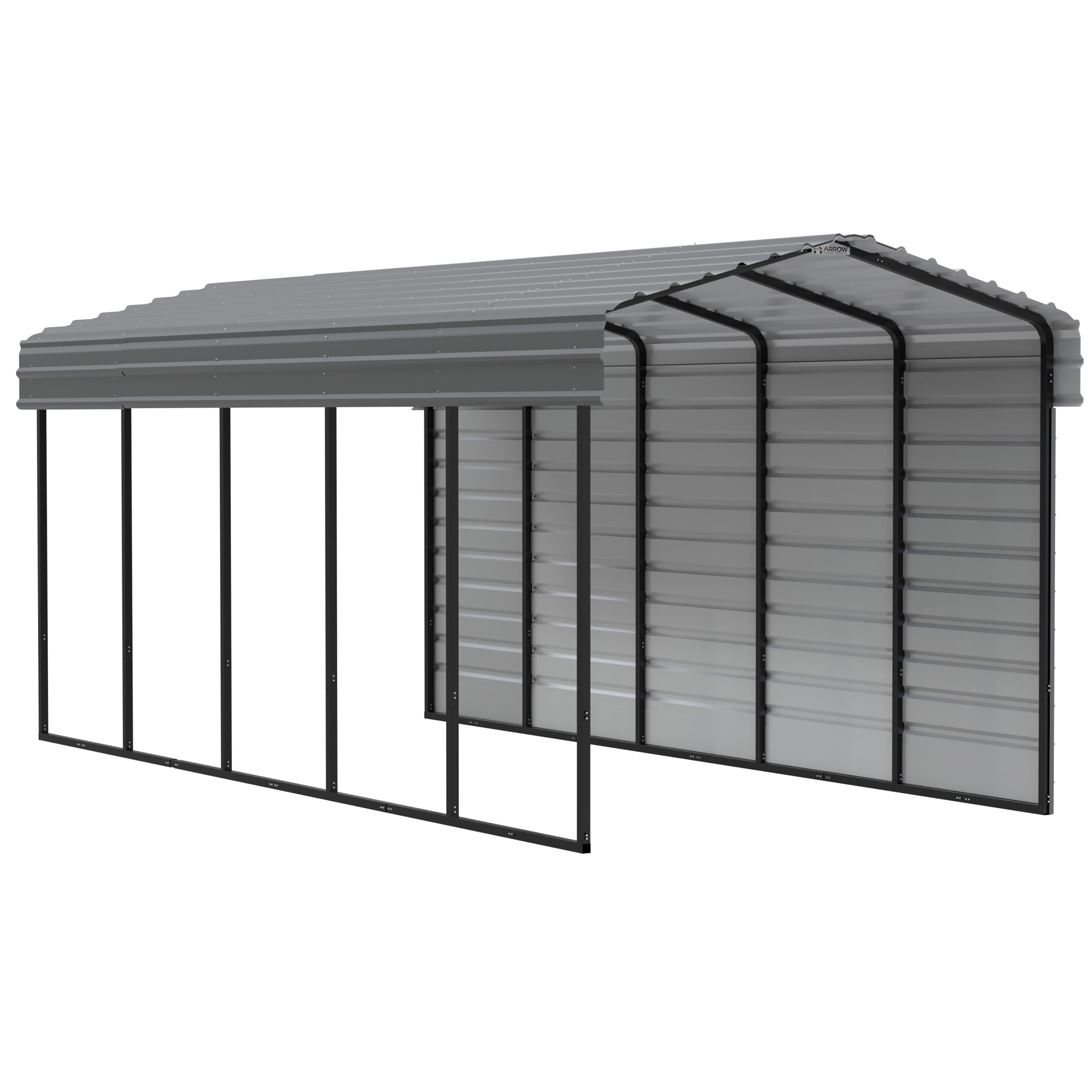 Arrow 10 x 24 x 9 ft Charcoal Carport With 1 Side Wall Kit