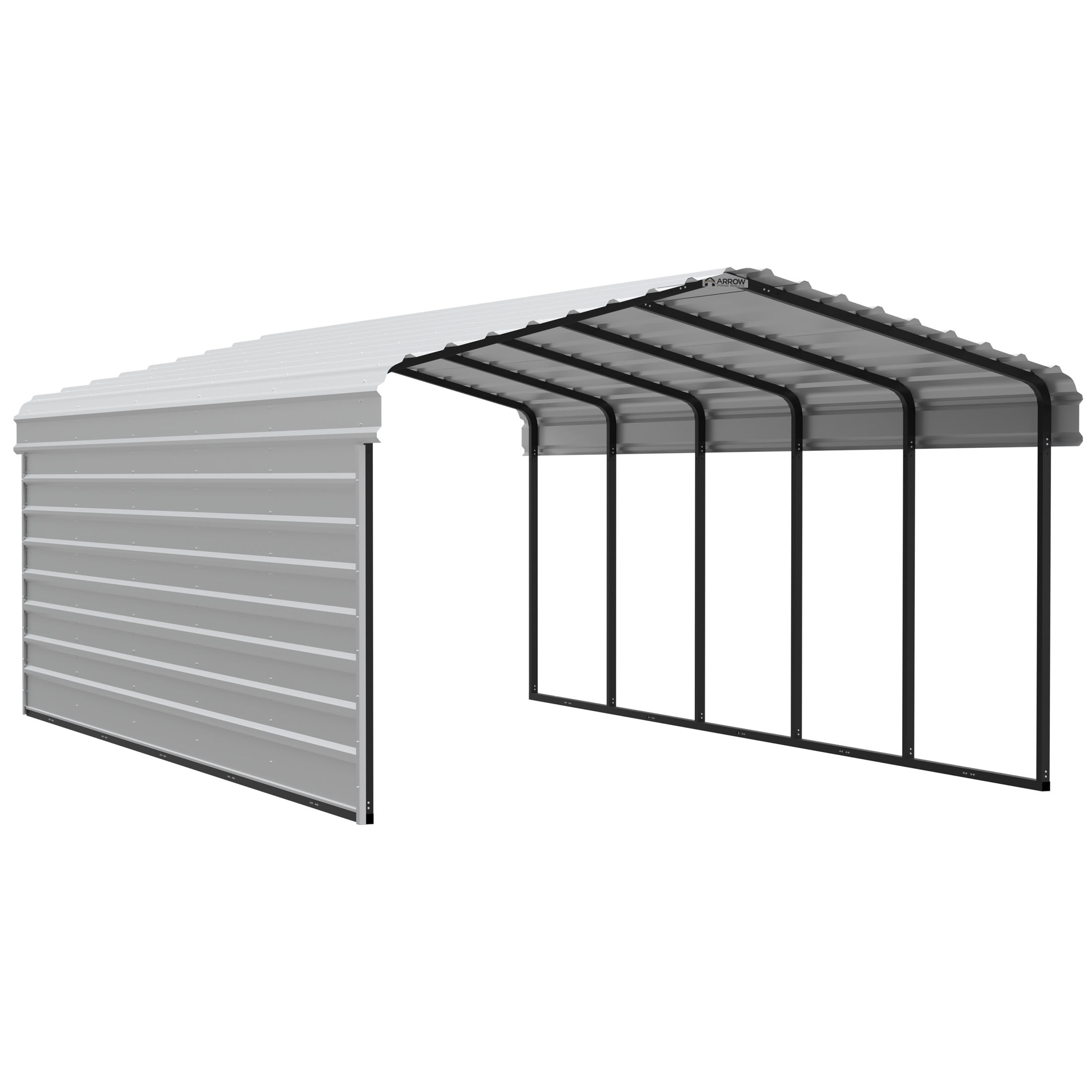 Arrow 12 x 24 x 7 ft Eggshell Carport With 1 Side Wall Kit