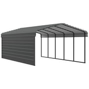 Arrow 12 x 24 x 7 ft Charcoal Carport With 1 Side Wall Kit