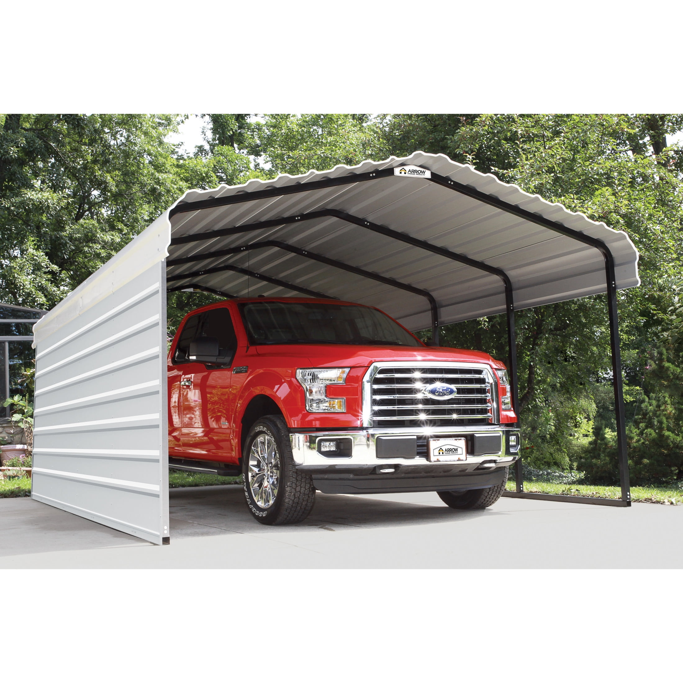 Eggshell 12' x 20' Galvanized Steel Carport Kit with Black Frame