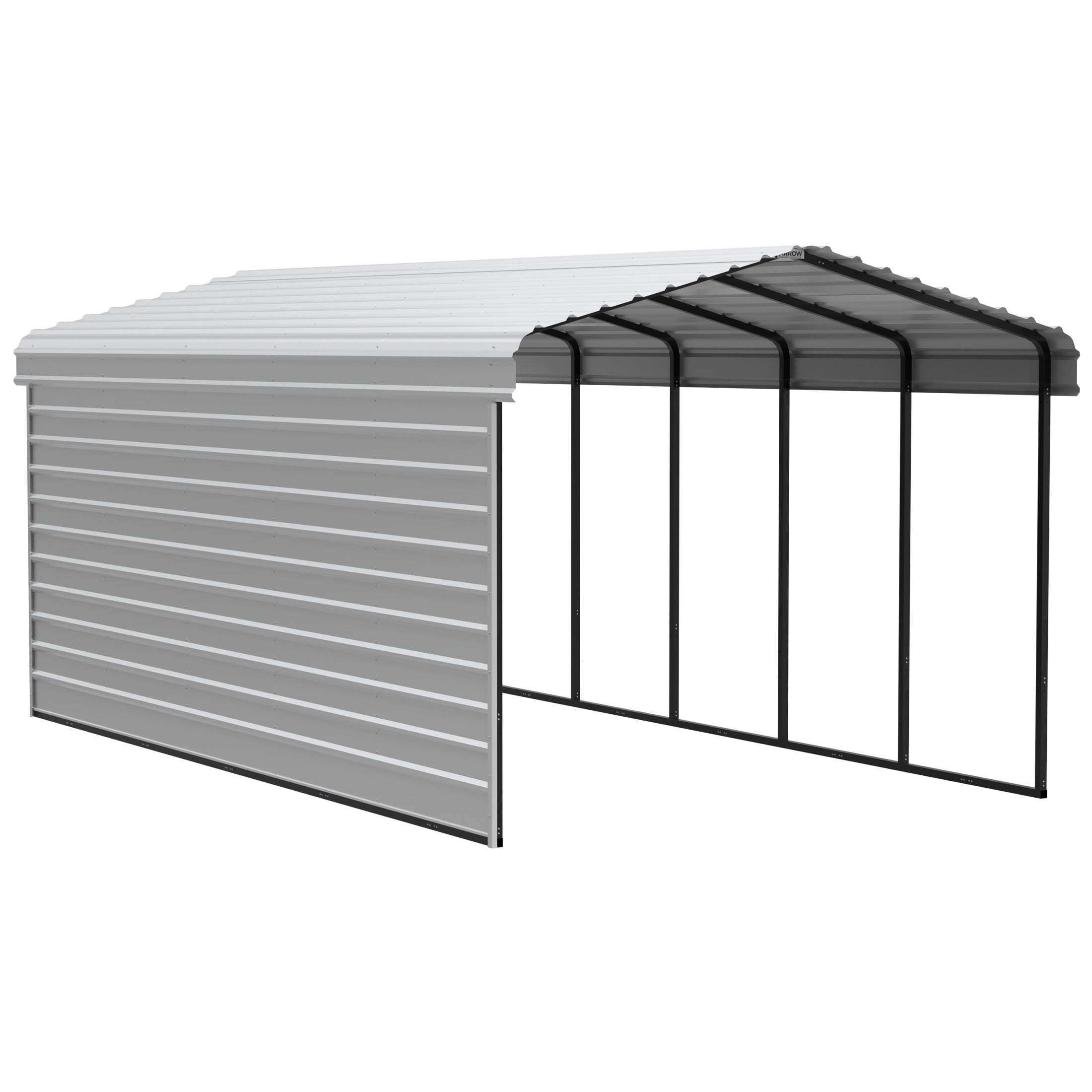 Arrow 12 x 24 x 9 ft Eggshell Carport With 1 Side Wall Kit