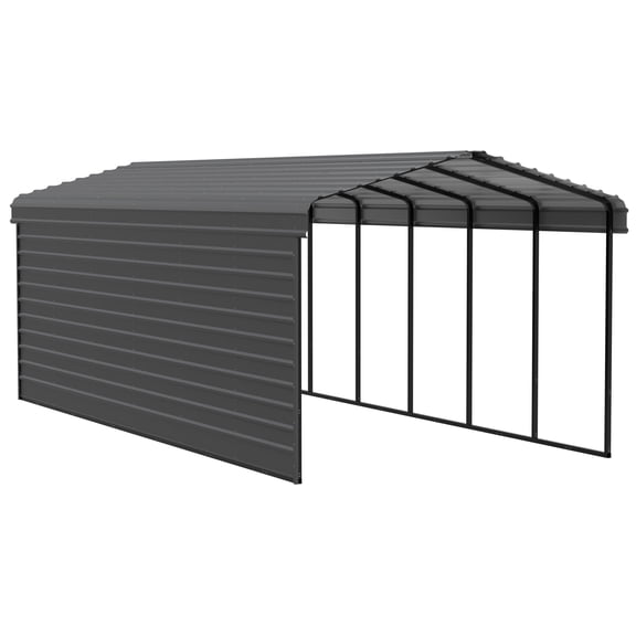 Arrow 12 x 29 x 9 ft Charcoal Carport With 1 Side Wall Kit