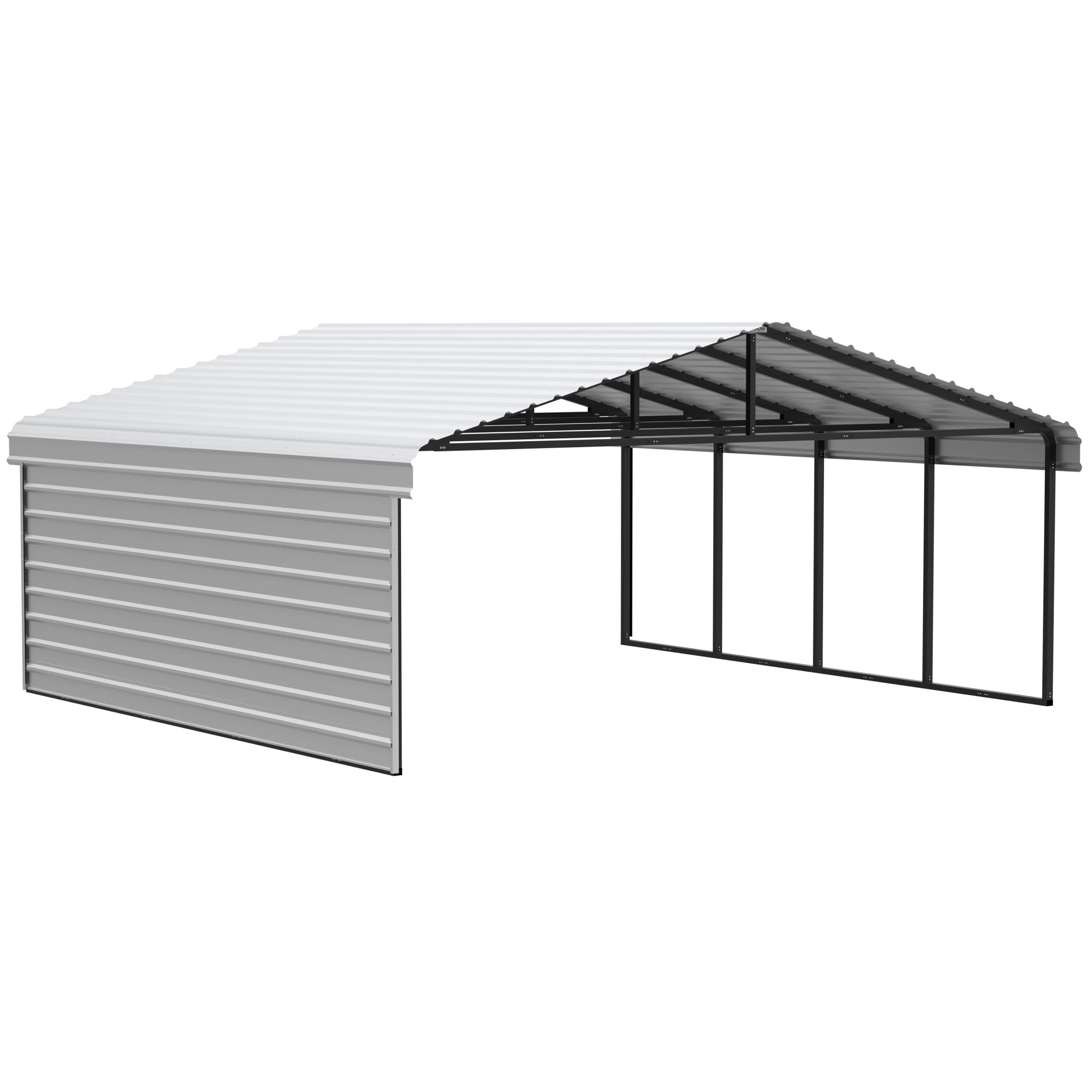 Arrow 20 x 20 x 9 ft Eggshell Carport With 1 Side Wall Kit