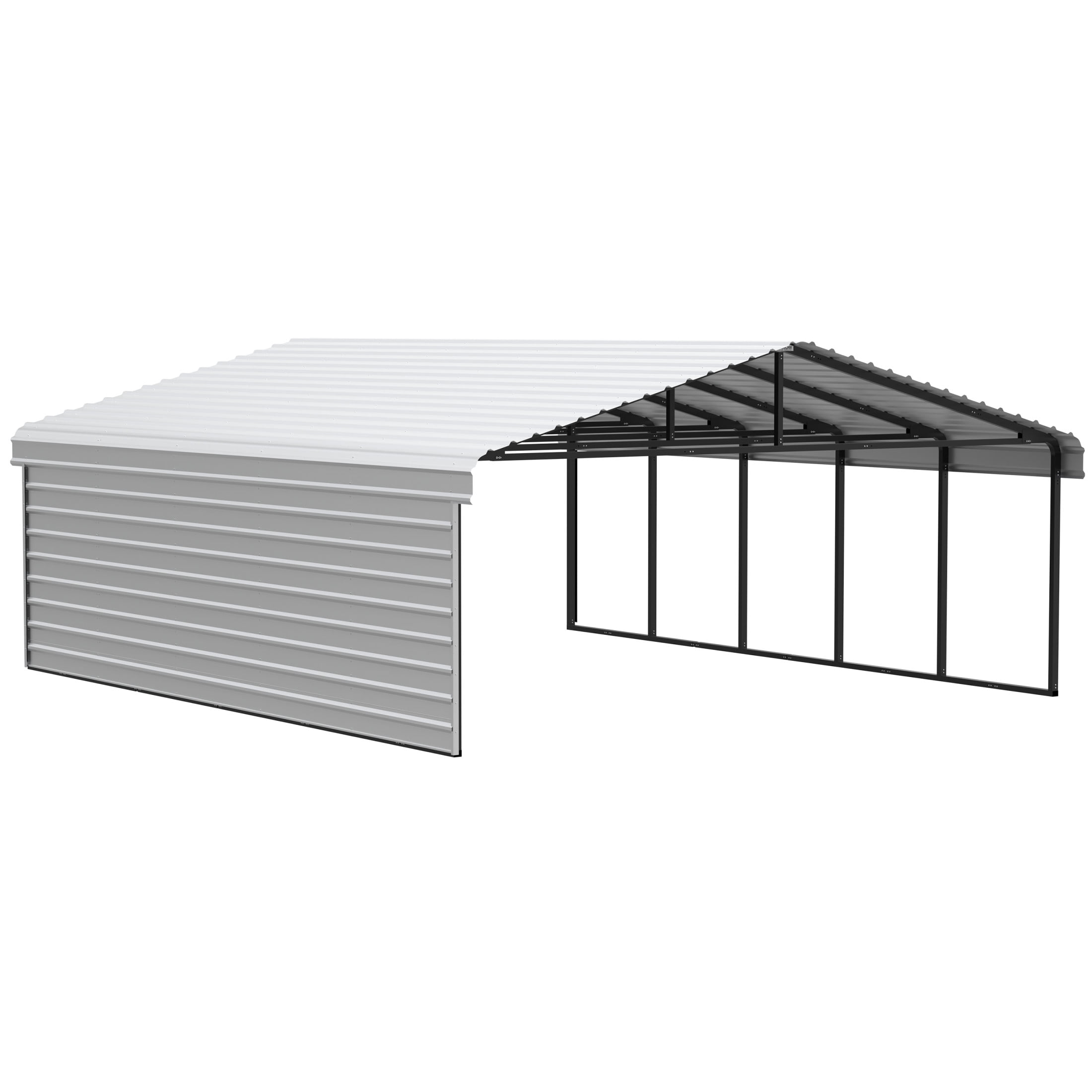 Arrow 20 x 24 x 7 ft Eggshell Carport With 1 Side Wall Kit