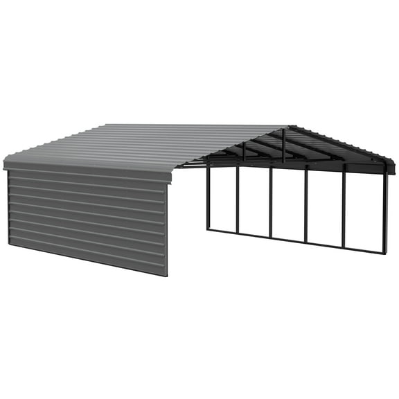 Arrow 24 x 20 x 9 ft Charcoal Carport With 1 Side Wall Kit