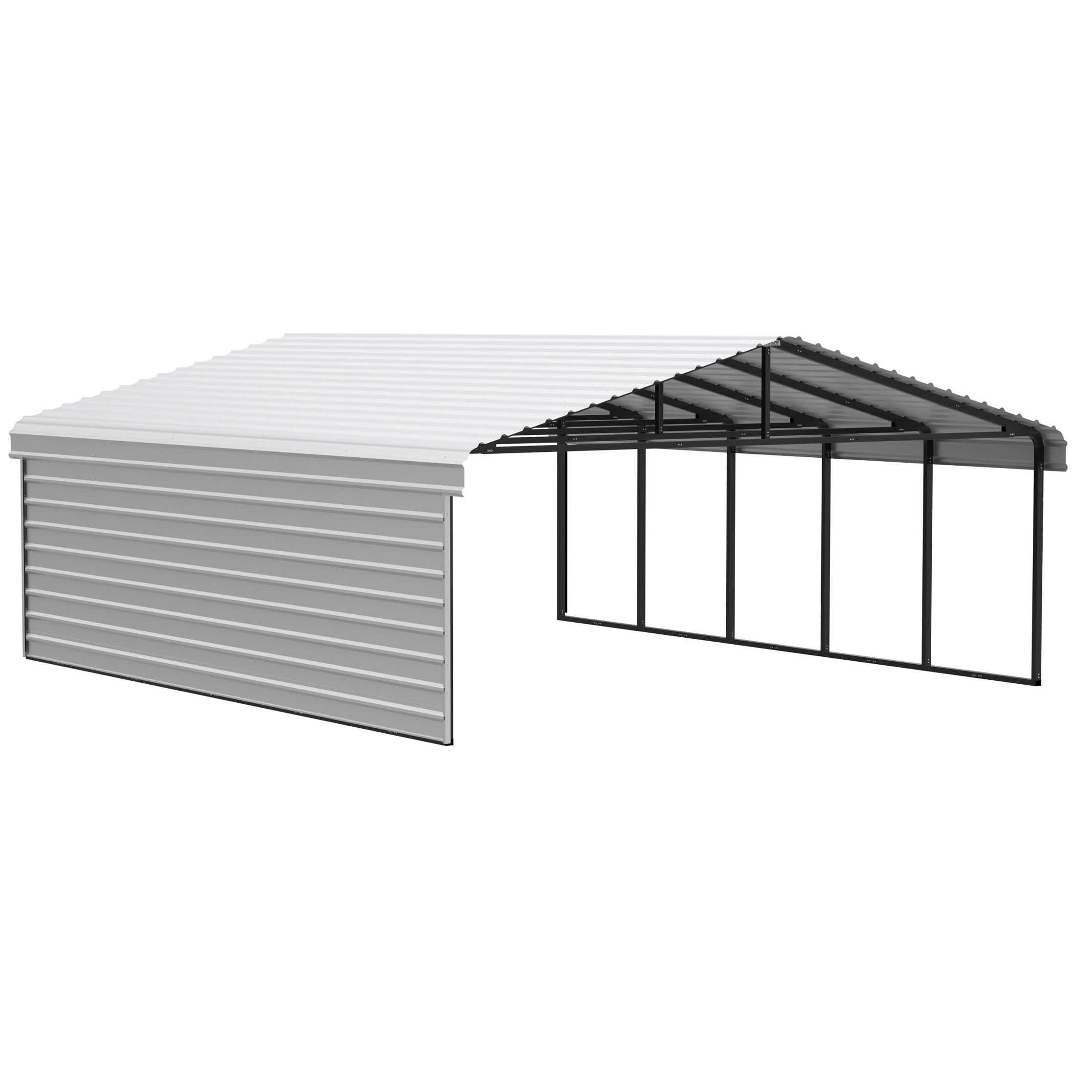 Arrow 20 x 24 x 9 ft Eggshell Carport With 1 Side Wall Kit