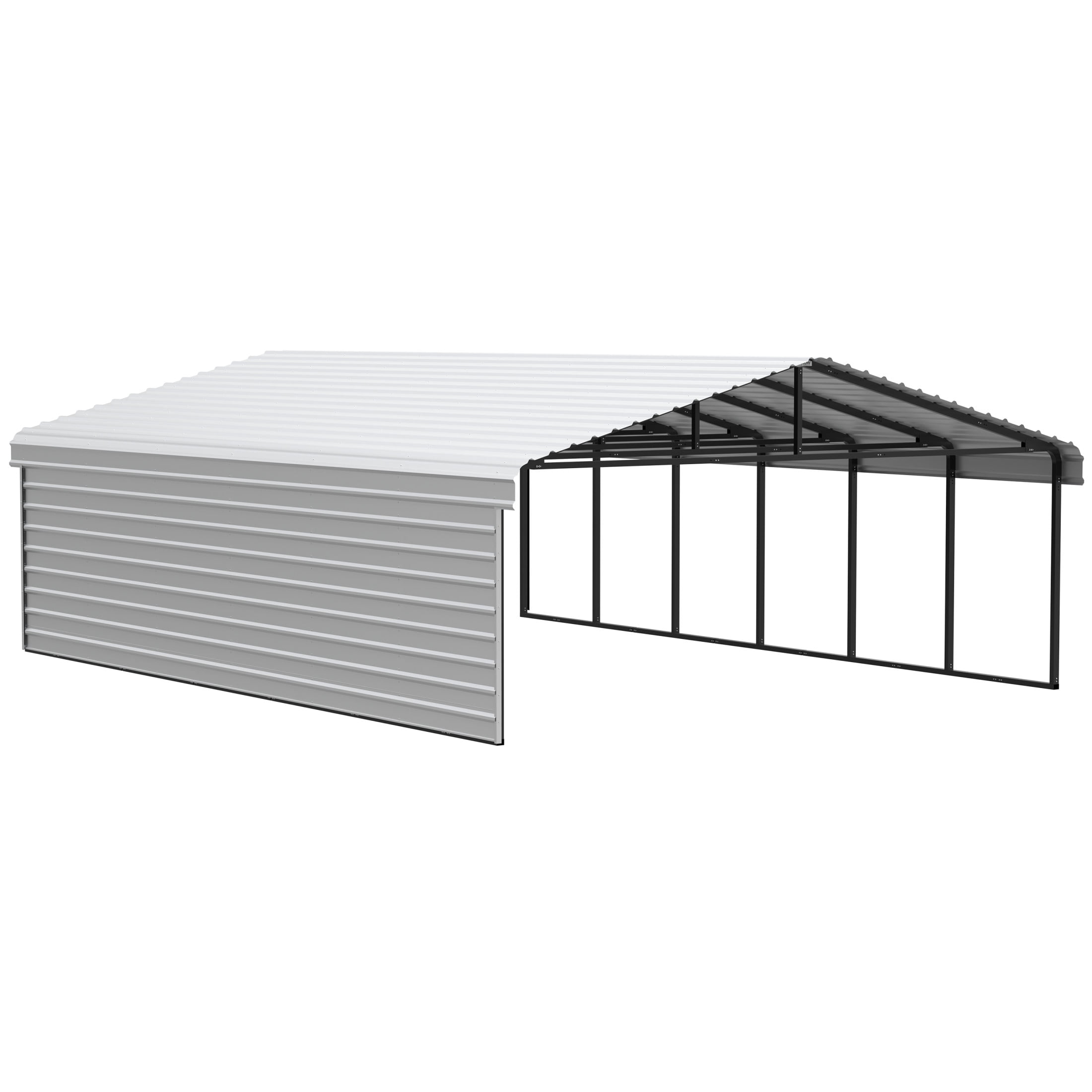 Arrow 20 x 29 x 7 ft Eggshell Steel Carport With 1 Side Wall Kit