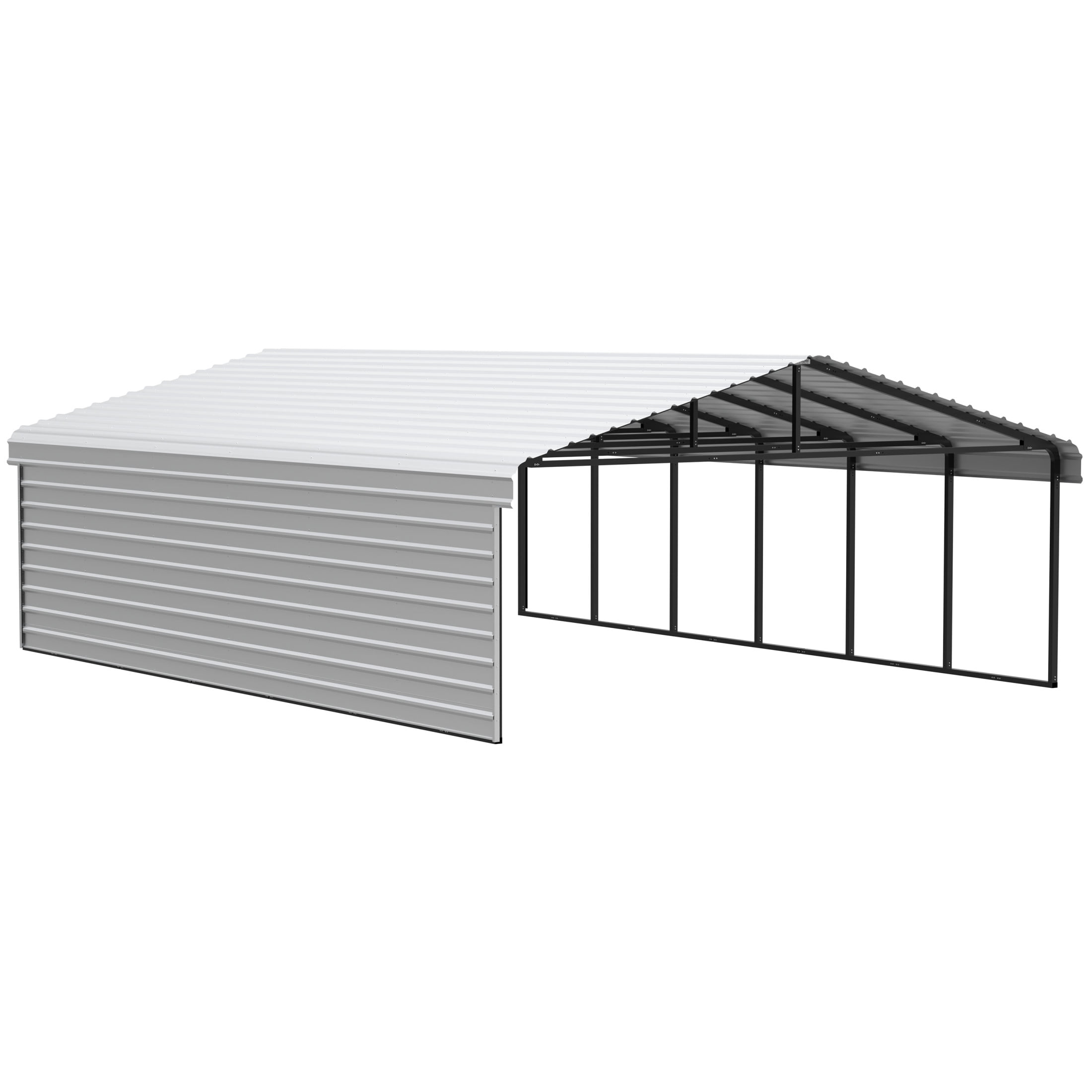 Arrow 20 x 29 x 9 ft Eggshell Carport With 1 Side Wall Kit