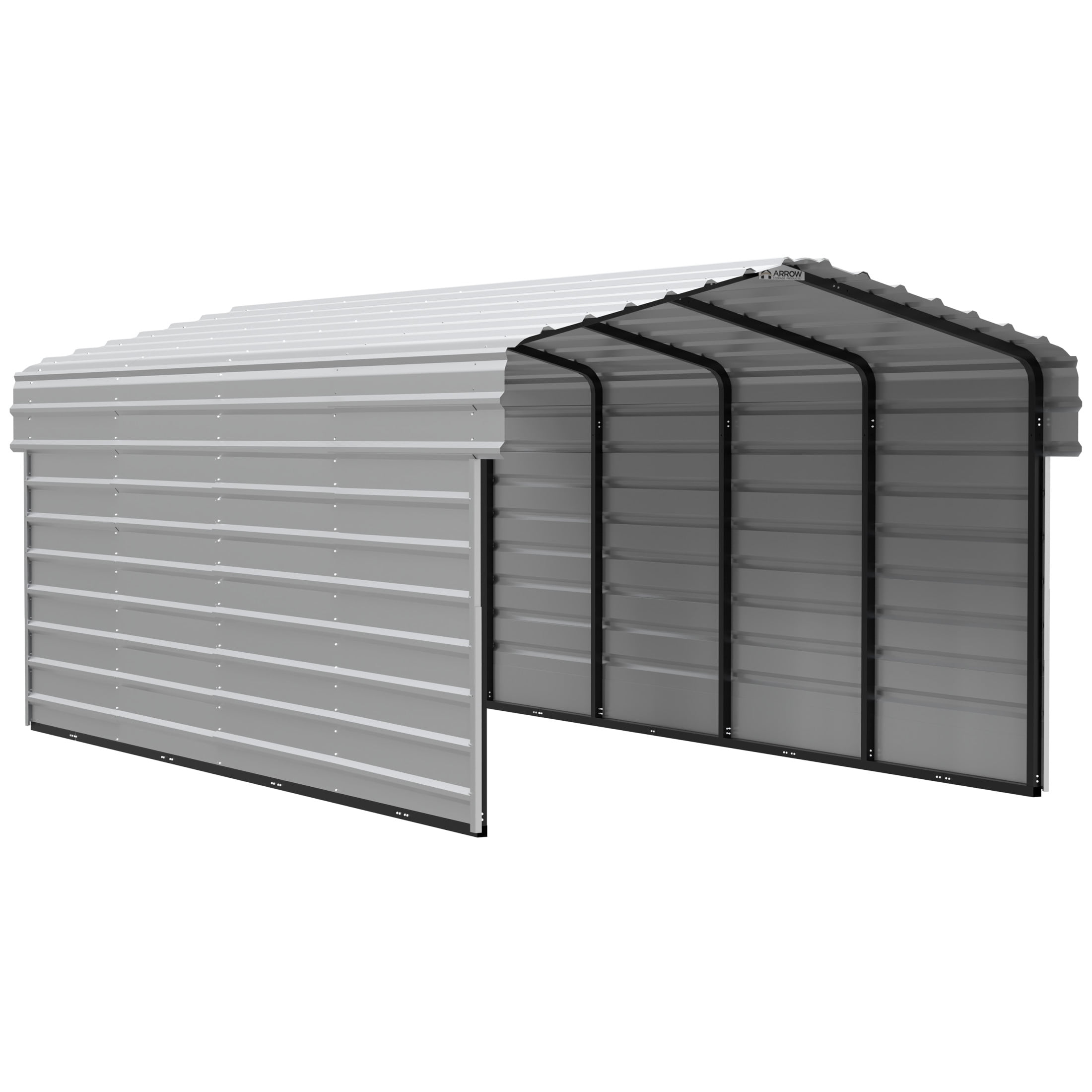 Arrow 10 x 20 x 7 ft Eggshell Steel Carport With 2 Side Wall Kit