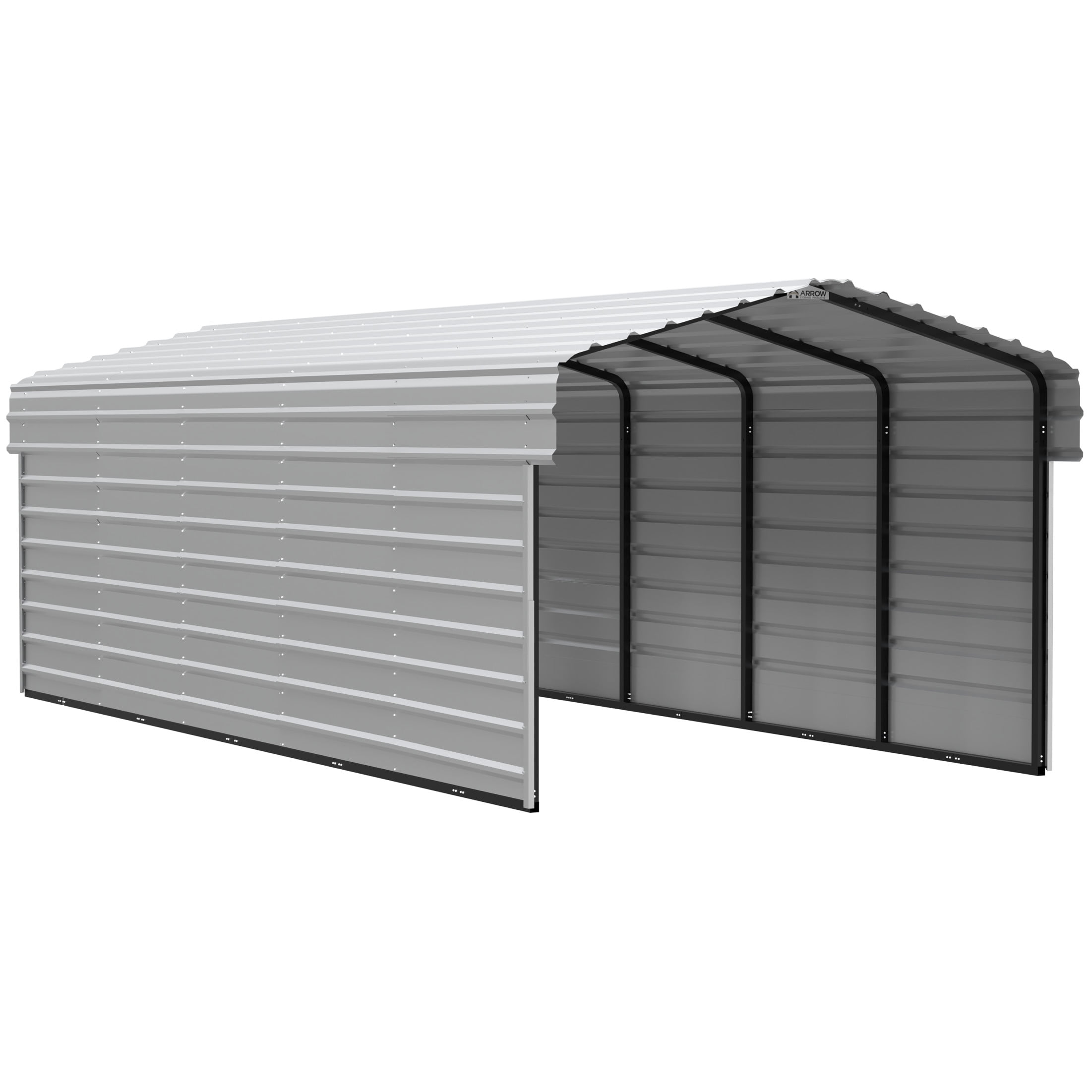 Arrow 10 x 24 x 7 ft Eggshell Steel Carport With 2 Side Wall Kit