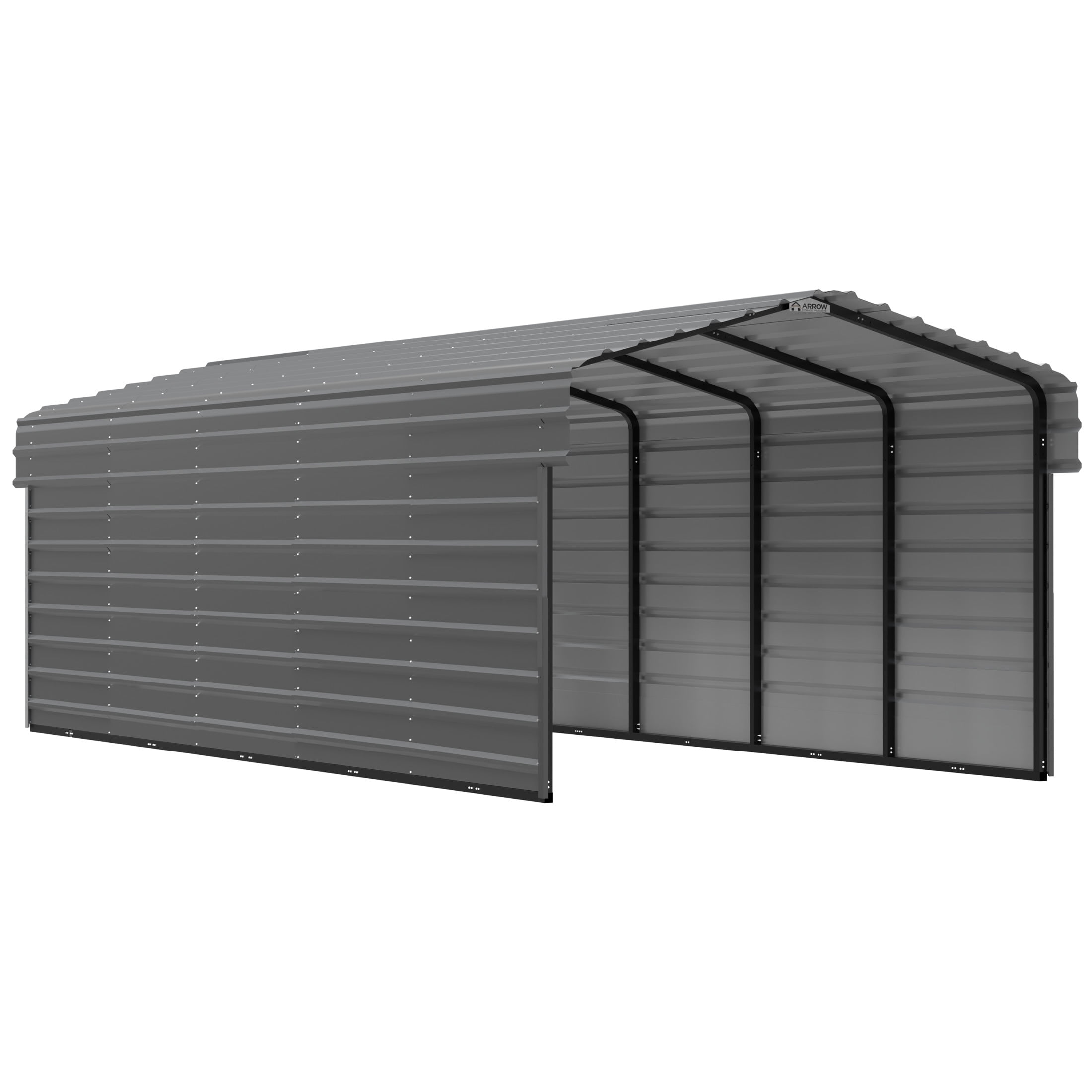 Arrow 10 x 24 x 7 ft Charcoal Steel Carport With 2 Side Wall Kit