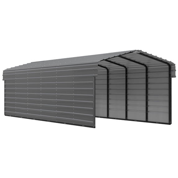 Arrow 10 x 29 x 7 ft Charcoal Steel Carport With 2 Side Wall Kit
