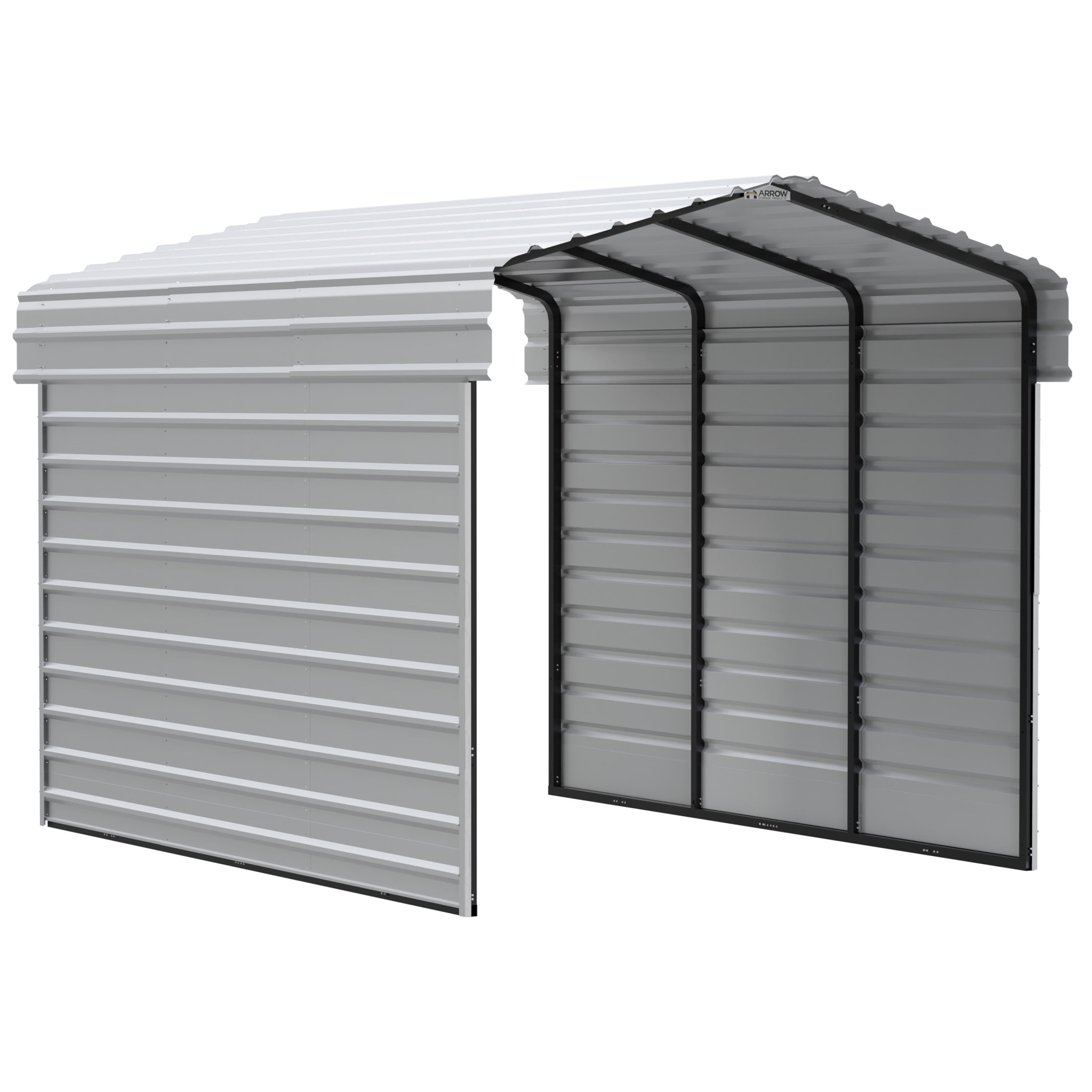 Arrow 10 x 15 x 9 ft Eggshell Steel Carport With 2 Side Wall Kit