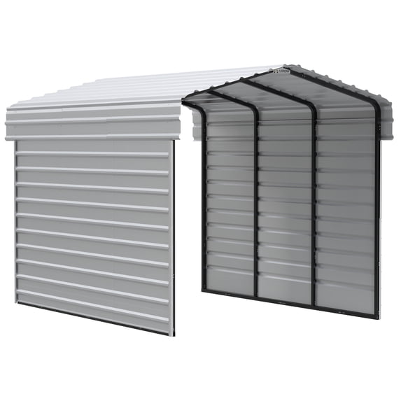 Arrow 10 x 15 x 9 ft Eggshell Steel Carport With 2 Side Wall Kit