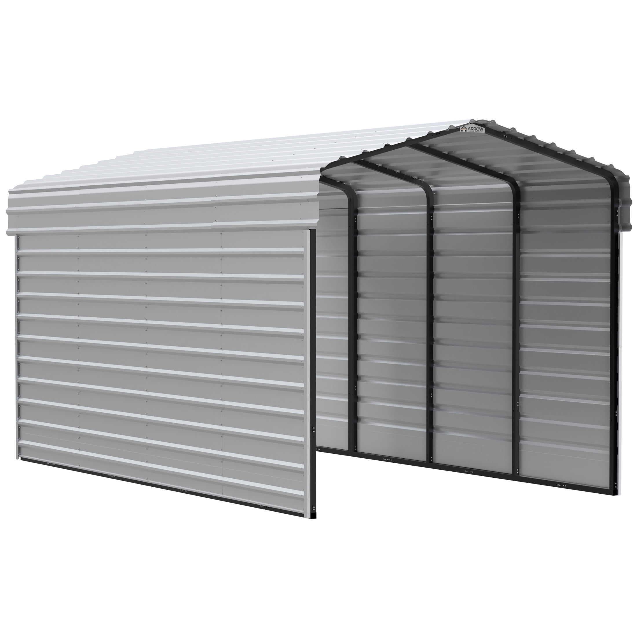 Arrow 10 x 20 x 9 ft Eggshell Steel Carport With 2 Side Wall Kit
