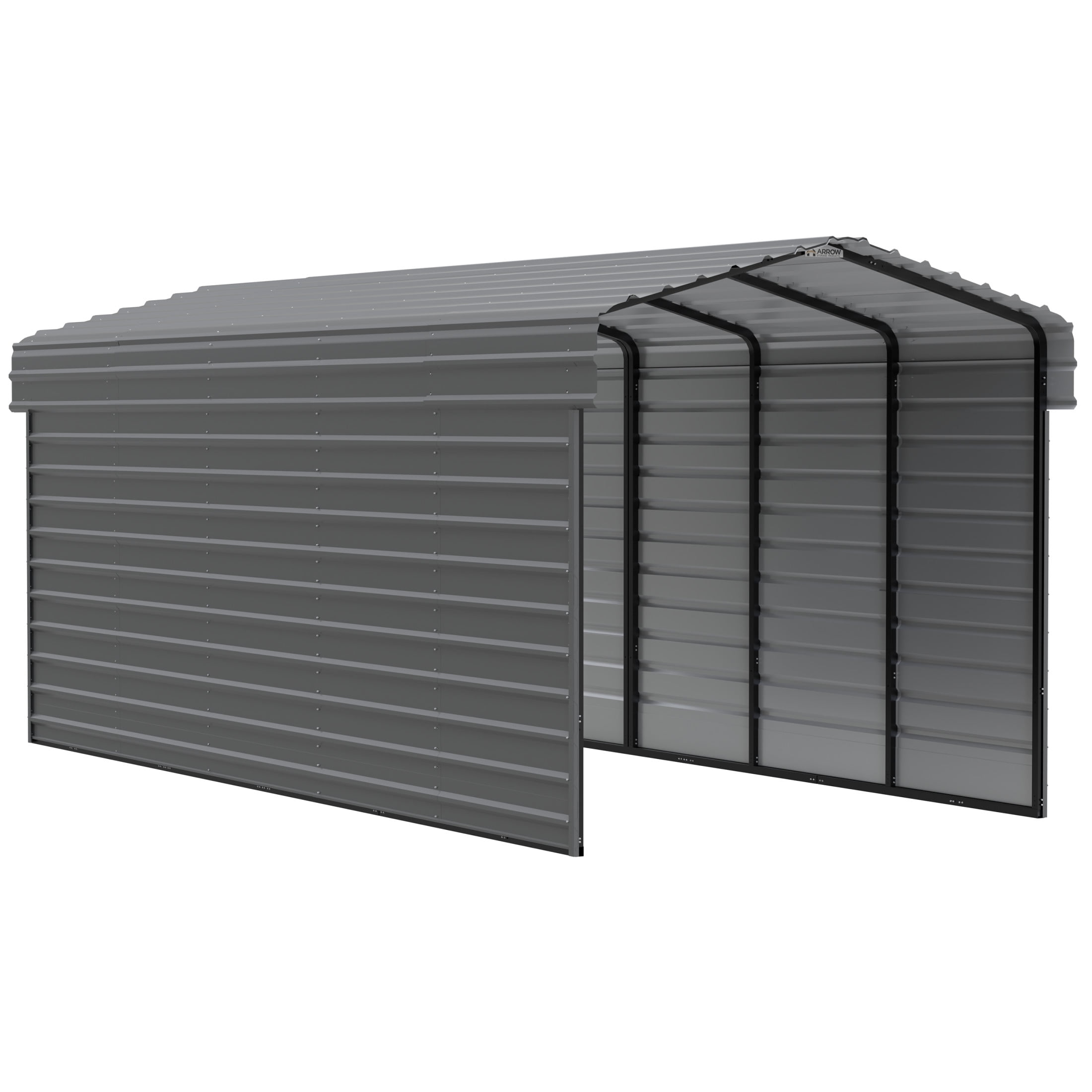 Arrow 10 x 24 x 9 ft Charcoal Steel Carport With 2 Side Wall Kit
