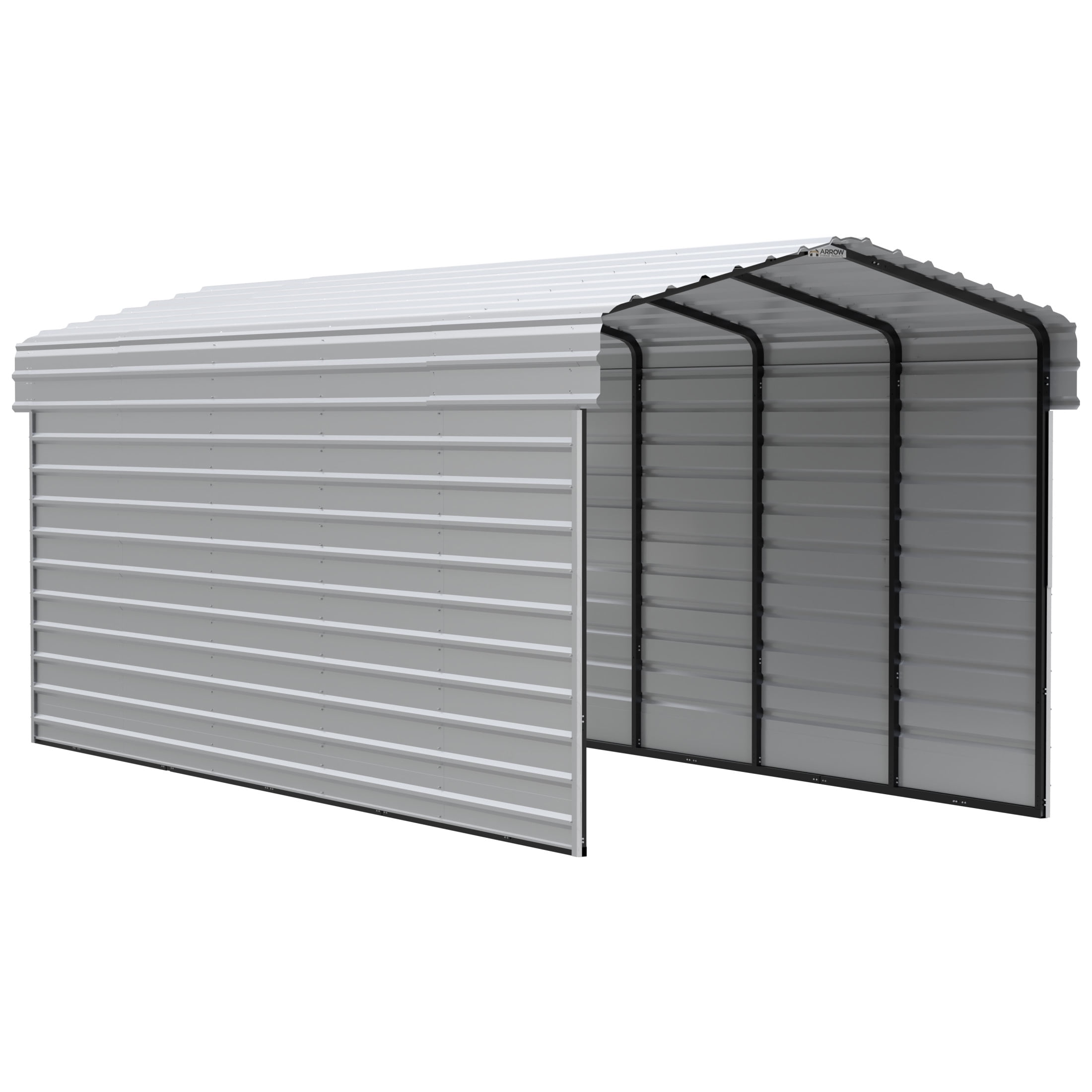 Arrow 10 x 24 x 9 ft Eggshell Steel Carport With 2 Side Wall Kit