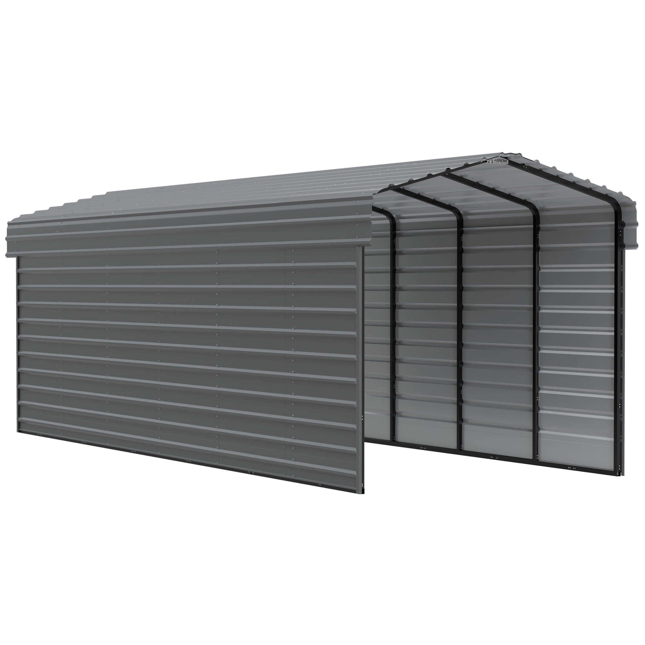 Arrow 10 x 29 x 9 ft Charcoal Steel Carport With 2 Side Wall Kit