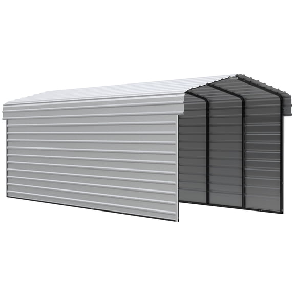Arrow 10 x 29 x 9 ft Eggshell Steel Carport With 2 Side Wall Kit