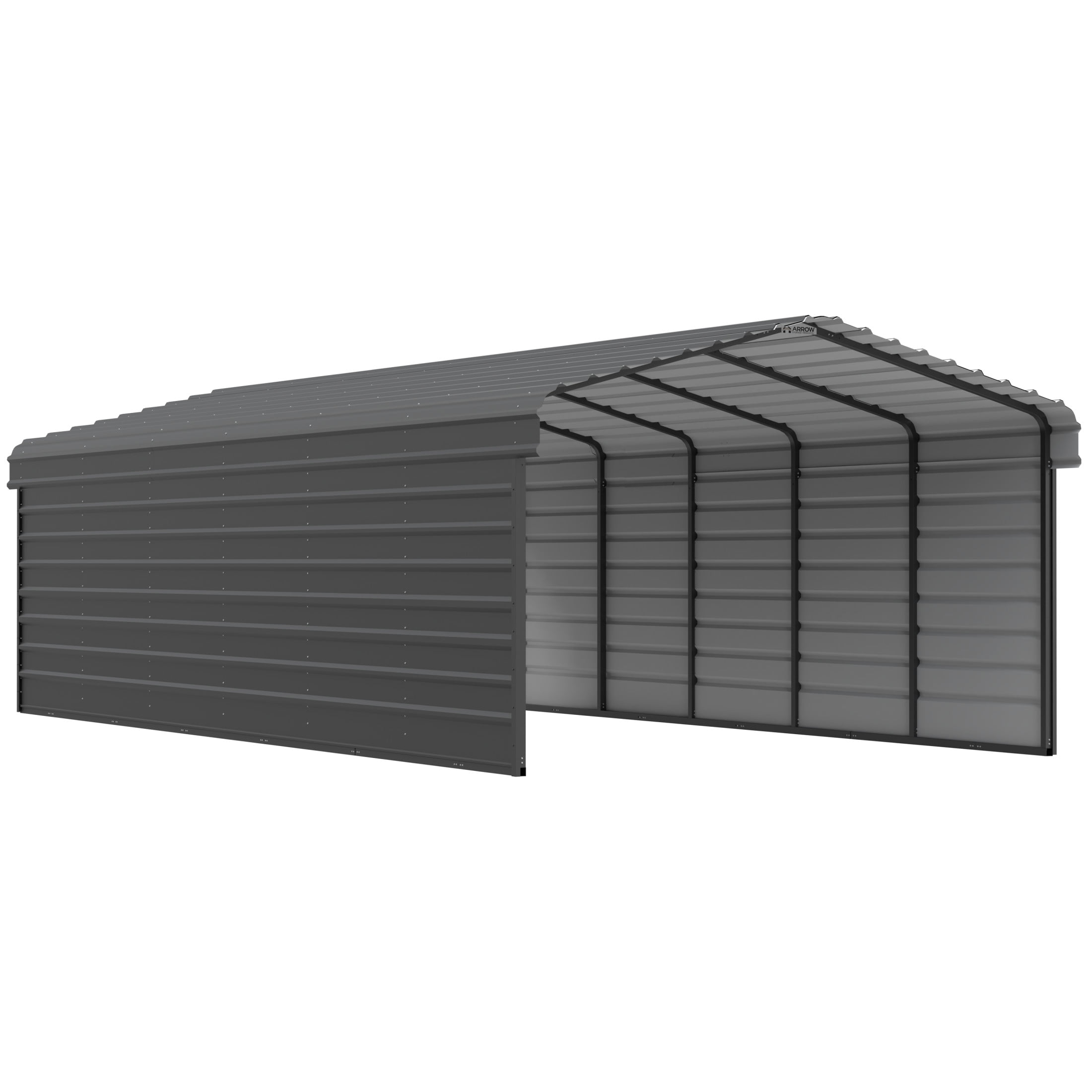 Arrow 12 x 29 x 7 ft Charcoal Steel Carport With 2 Side Wall Kit