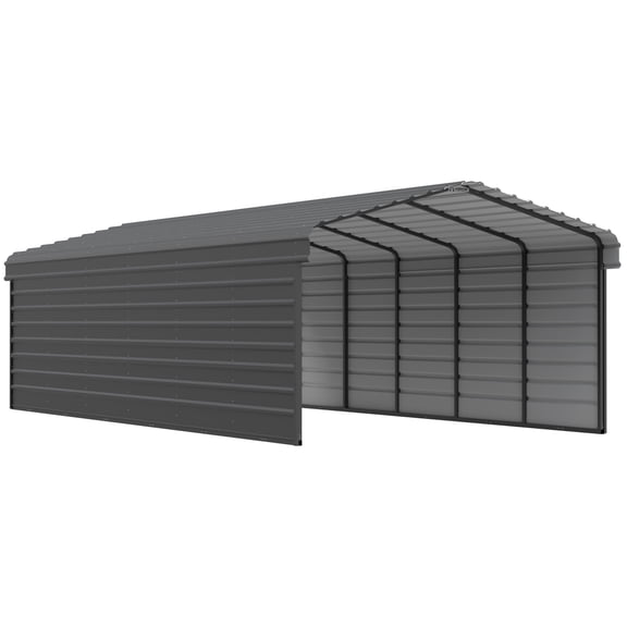 Arrow 12 x 29 x 7 ft Charcoal Steel Carport With 2 Side Wall Kit