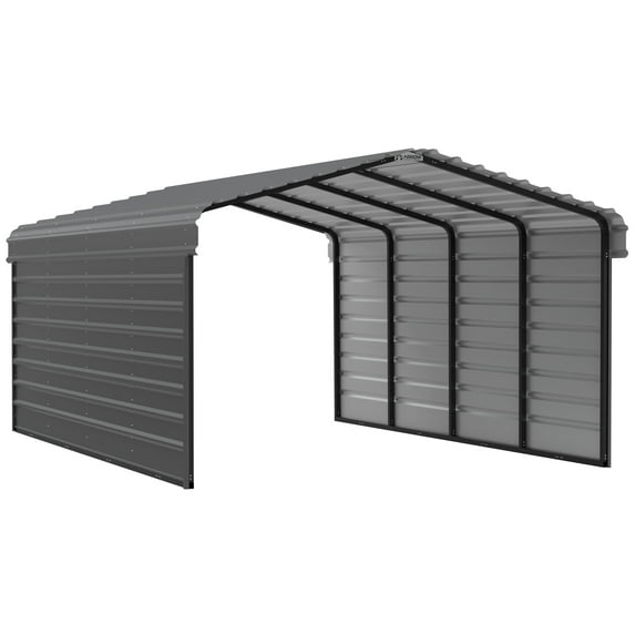 Arrow 12 x 20 x 7 ft Charcoal Steel Carport With 2 Side Wall Kit