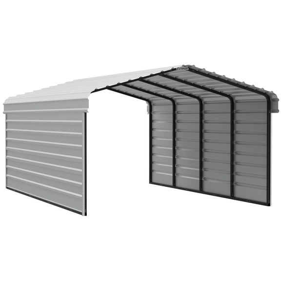 Arrow 20 x 12 x 7 ft Eggshell Steel Carport With 2 Side Wall Kit