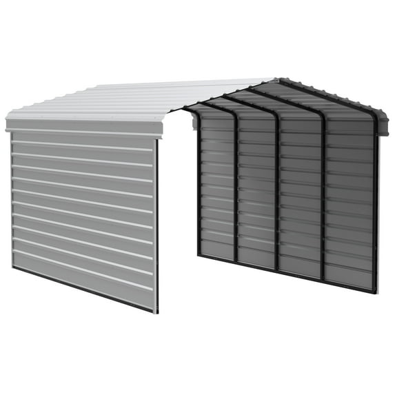 Arrow 20 x 12 x 9 ft Eggshell Steel Carport With 2 Side Wall Kit