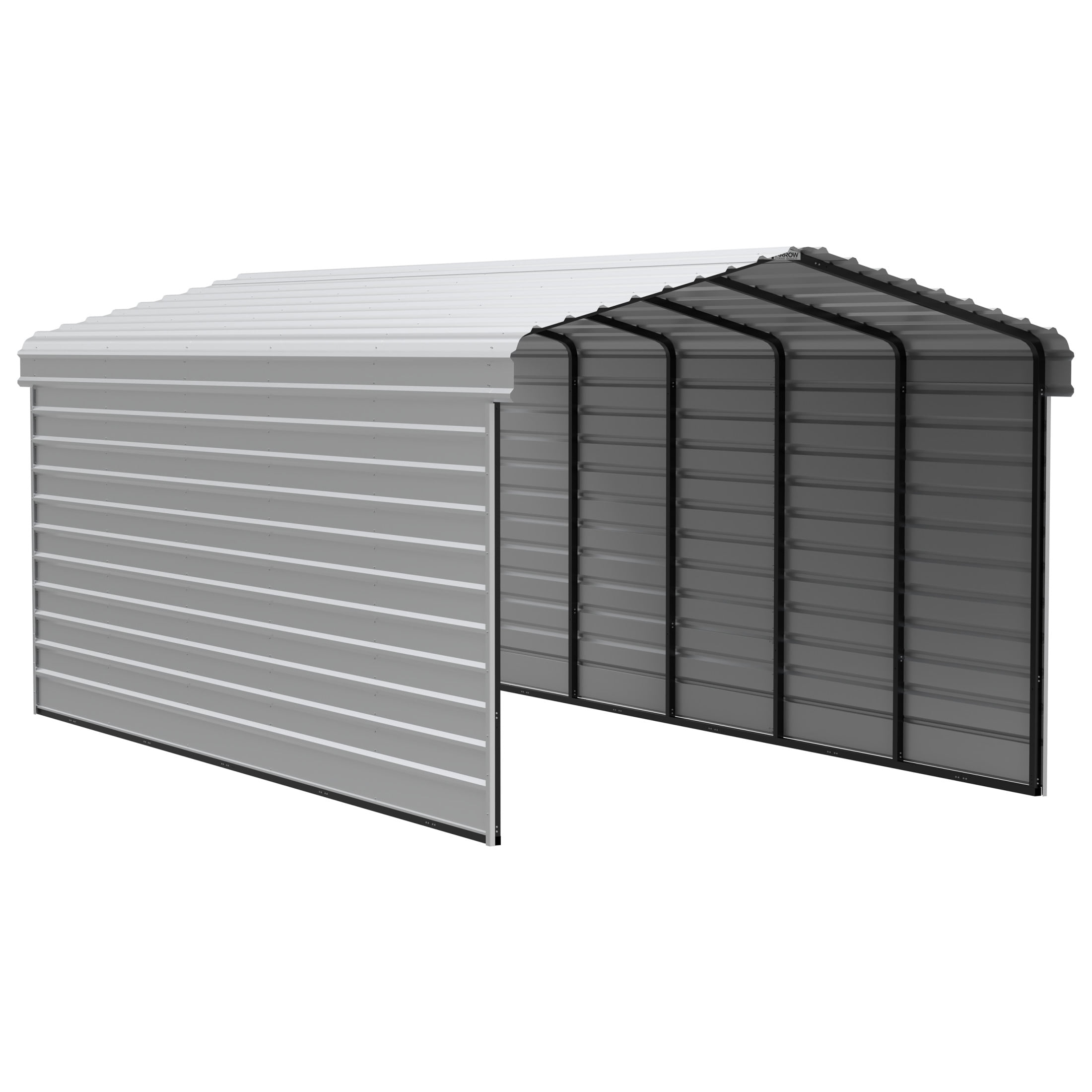 Arrow 24 x 12 x 9 ft Eggshell Steel Carport With 2 Side Wall Kit