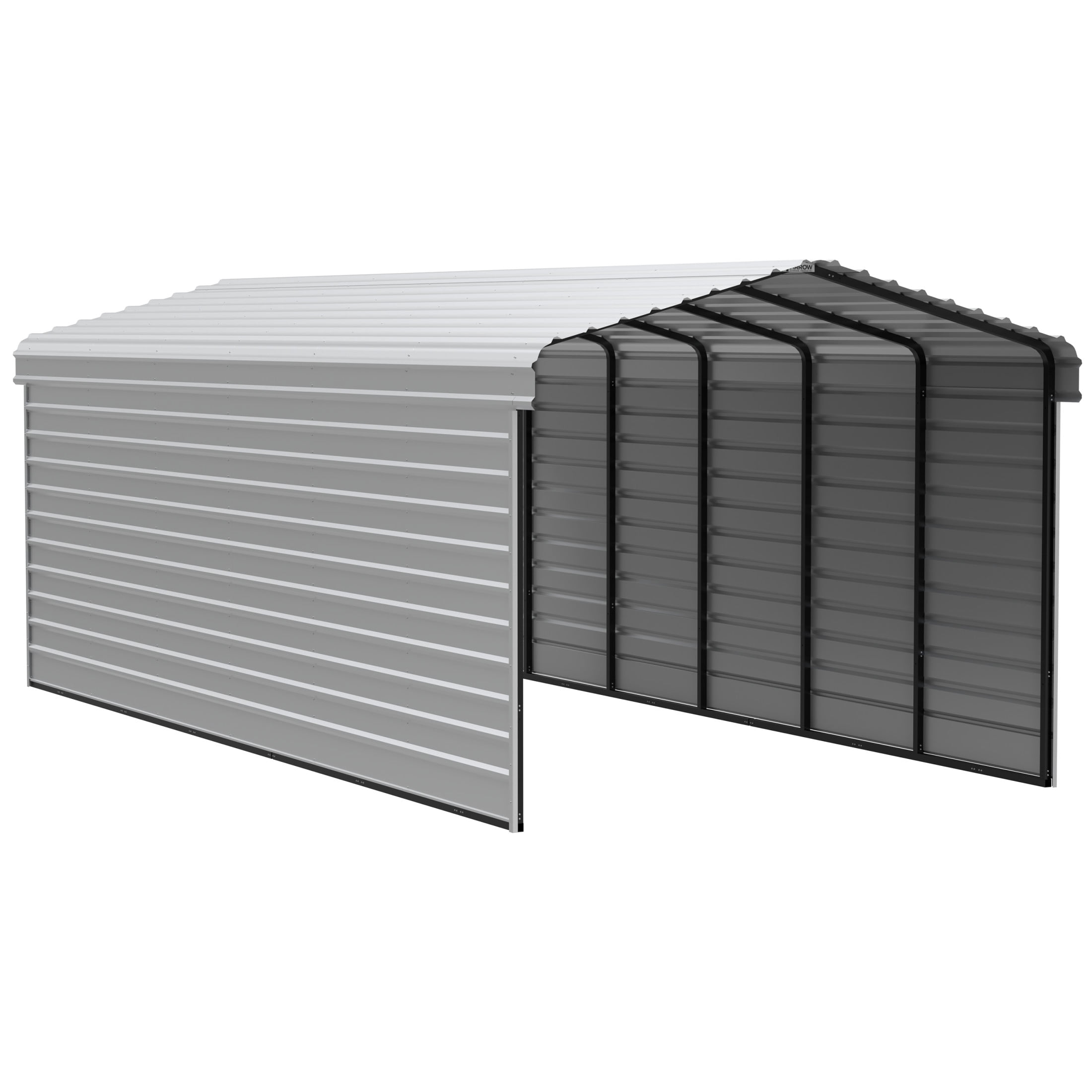 Arrow 29 x 12 x 9 ft Eggshell Steel Carport With 2 Side Wall Kit