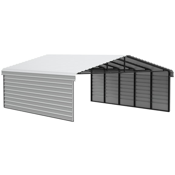 Arrow 20 x 24 x 9 ft Eggshell Steel Carport With 2 Side Wall Kit